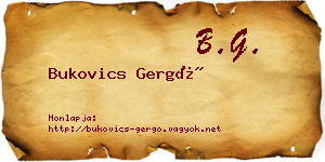 Bukovics Gergő névjegykártya